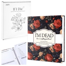 End of Life Planner Organizer Binder Notebook I'm Dead Now What Book Planner Document 8.5x11" Estate Planning Organizer Binder In Case If I Die Folder for Possessions Affairs and Final Wishes (Flower)