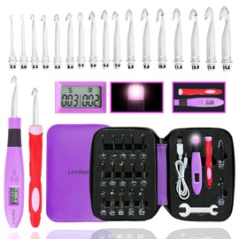 17 Sizes Digital Crochet Hooks with Counter 2.50~14.0mm, Lighted Crochet Hooks for Stitch & Row Counting