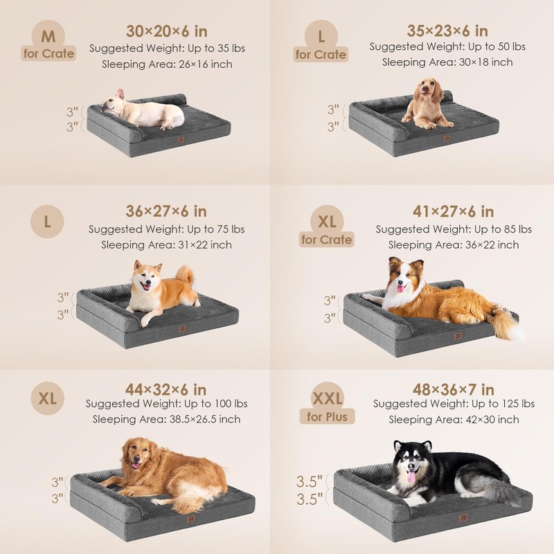 EHEYCIGA Memory Foam Orthopedic XL Dog Bed, Washable Dog Bed