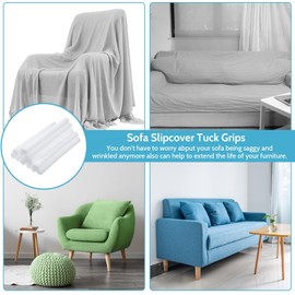 Minicoco 14pcs Sofa Slipcovers Tuck Grips, Anti-Skid Foam Pads, Tuck Clips, Covers Holder, Thickened Stretchable Furniture Protector with Stay-in-Place Design for Couches, Sectionals