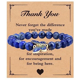 Retirement Gifts for Women Coworker, Thank You Gifts Natural Stone Bracelets for Women/Men, Going Away Farewell Gifts Appreciation Butterfly Gifts for Teachers Coworkers Family Friends