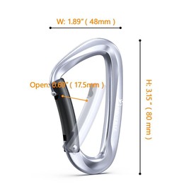 Brotree Carabiner with 1200 kg Load Capacity, Carabiner Hook with Keyring / Screw-Lock Configuration, Heavy Duty Screw-Lock Carabiner for Hammocks, Camping, Hiking, Fishing & More