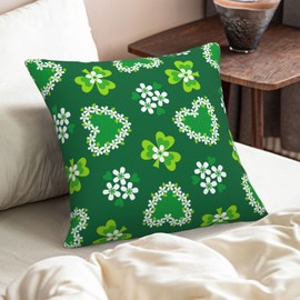 Aitukang St Patricks Day Pillow Covers 18x18 Set of 2,Green Shamrock Throw Pillow Cover Lucky Clovers Cushion Cover for Home Farmhouse Couch Sofa Indoor Outdoor Decor