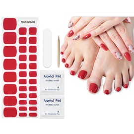 DUKASOU Nagelfolie UV Härtend - Fußnägel Zum Kleben UV Gel Nagelfolie Selbstklebend Nail Stickers 2 Set,UV-Lampe Erforderlich,Lang Anhaltende (Scharlachrote)