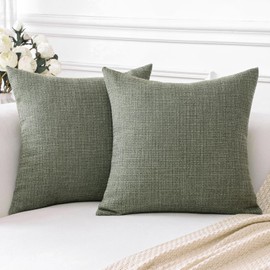 Artscope Christmas Cushion Covers Set of 2 Linen Decorative Square Pillowcases Pillow Covers 50x50cm for Home Decor Sofa Bedroom Car (Gray Green, 20x20)