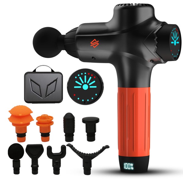 SQUATZ Portable Electric Massage Gun - Touchscreen Controls, Handheld Deep