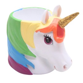 Colorful White Unicorn Pencil and Pen Holder, Unique Desk Accessory, Whimsical Office Supply, 5 Inches