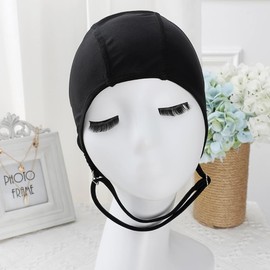 Swimming Cap, For Adults, Fabric, Swim Cap, Large, Swimming Hat, With Chin Strap, Prevents Shedding, Women's, Compatible with Long Hair, High Elasticity, Comfortable, Ears, Hair Protection, Pool Hat, Women's, Loose, Swim Hat, For Beach Play, Hot Springs, Beach, Black