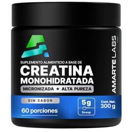 AMARTE LABS Creatina Monohidratada Micronizada | 5 g por porción | En Polvo Sin Sabor | Rendimiento y Fuerza | 300 g (60 Porciones) | Andrea Esquer