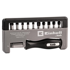 Einhell Impact 12-Piece Handy Bit Box (Screwdriver Bit Set, 10x Bit 25 mm Magnetic, Made of TQ60 Steel, 1x Quick Change Bit Holder, 1x Screwdriver Handle)