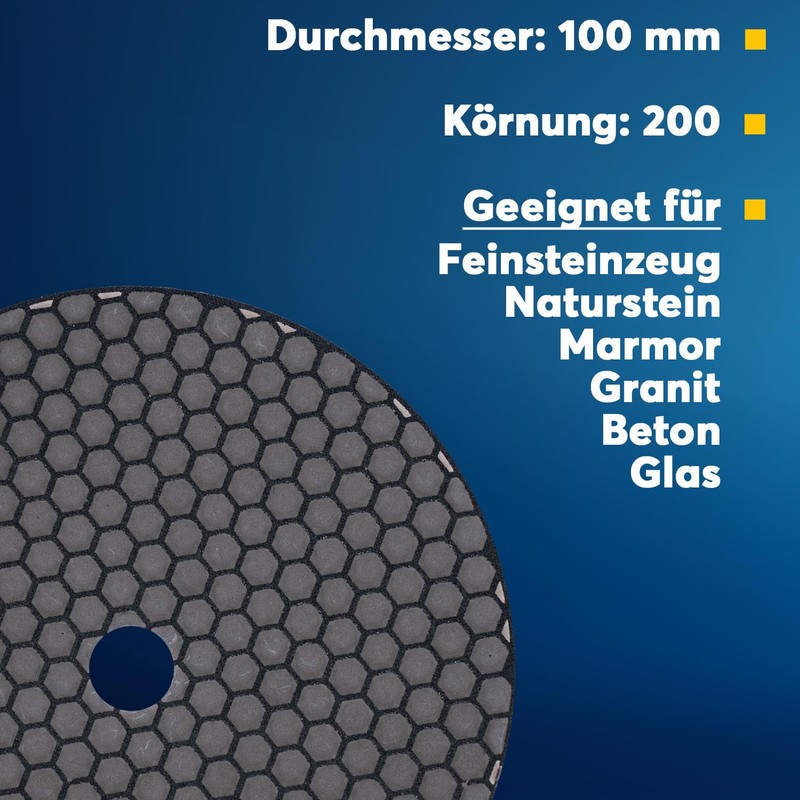 Professional Diamond Sanding Pad for Dry Sanding, 100 mm, Grit