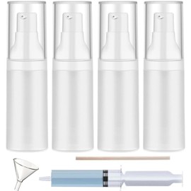 1oz/30ml Travel Pump Bottle,TSA Approved Travel Mini Containers,for Make up,Toiletries,Skin Care Products.Transparent Sealed Skin Care Products Airless Bottle 【1oz/30ml-(Pack of 4) & Filling Tool】