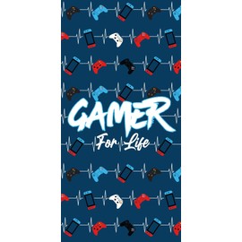 Gamer For Life Beach Towel - Gaming Controller Beats Design - 70 x 140cm - 100% Cotton