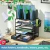 Simple Trending 5 Tier Mesh Desk File Organizer, Paper Letter