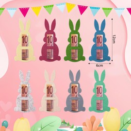 Huangzd Pack of 8 Easter Money Gifts, Easter Bunny Felt Decorations Money Gift Packaging for Easter Rabbits Made of Felt Easter Gift Funny Easter Decoration to Give as a Gift for Money (A)