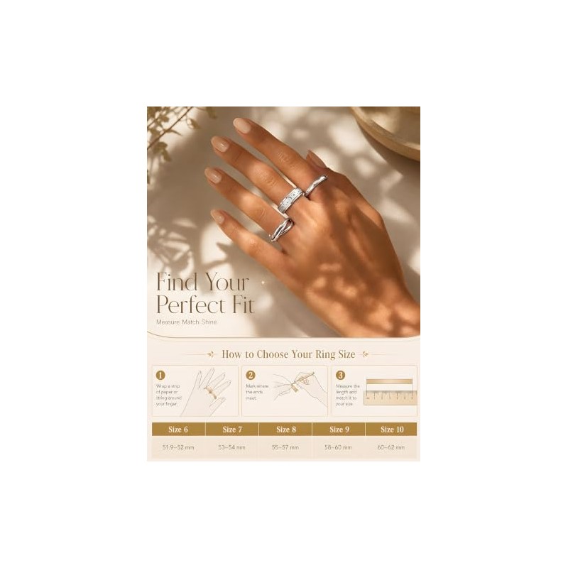 Cassieca Juego Anillos Ansiedad Mujer Acero Inoxidable