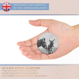 Destination Vinyl ltd Magnet for Refrigerator, Fridge BW - Cute Donkey and Baby Animal for Office, Cabinet and Whiteboard, Magnetic Stickers, 35580