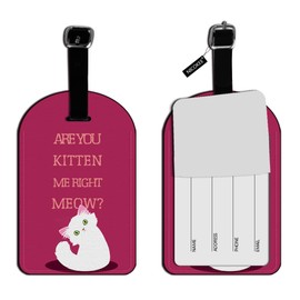 Nicokee are You Kitten Me Right Meow Cat Luggage ID Tag Carry-On Cards Leather Travel Accessories Baggage Name Tag Suitcase Tag - 1 pack