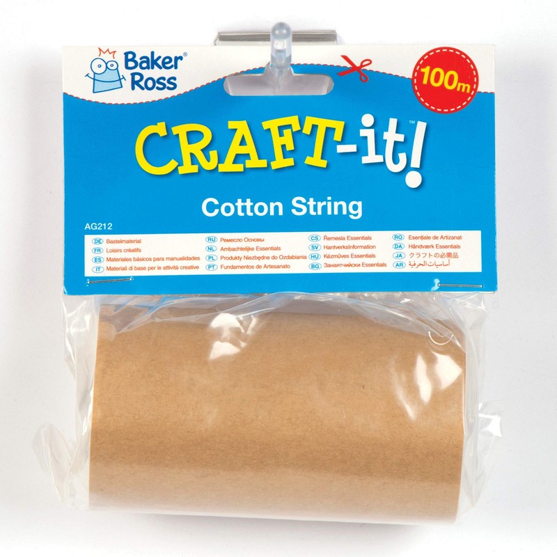 Baker Ross AG212 Natural Textured Cotton String for Jewellery Making