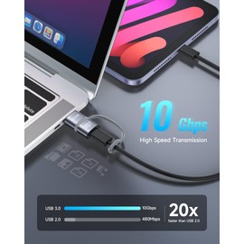 RAVIAD USB 3.0 to USB C Adapter (Pack of 2) 10Gbps USB C Female to USB Male Adapter OTG 18W USB Type C to USBA Adapter with Anti-Lost Rope for iPhone16/15/14/13/12MacBookSamsungGalaxyS23/S22/Note20