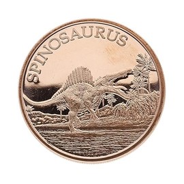 1 Ounce (AVDP) .999 Fine Copper "Spinosaurus" Dinosaur in Lindner Coin Capsule