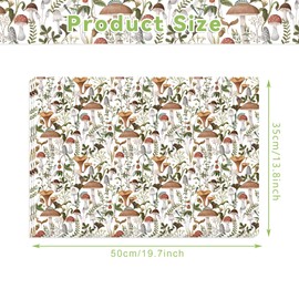 100sheets Vintage Mushroom Tissue Paper Green Leaves Pattern Wrapping Tissue Paper for Birthday Baby Shower Party DIY Craft Deorative Supplies, 13.8 x 19.7 inches