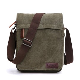 LOSMILE Men's Shoulder Bag, Canvas Shoulder Bag, Laptop Bag, School Bag, for School and Work, for Men and Women Green