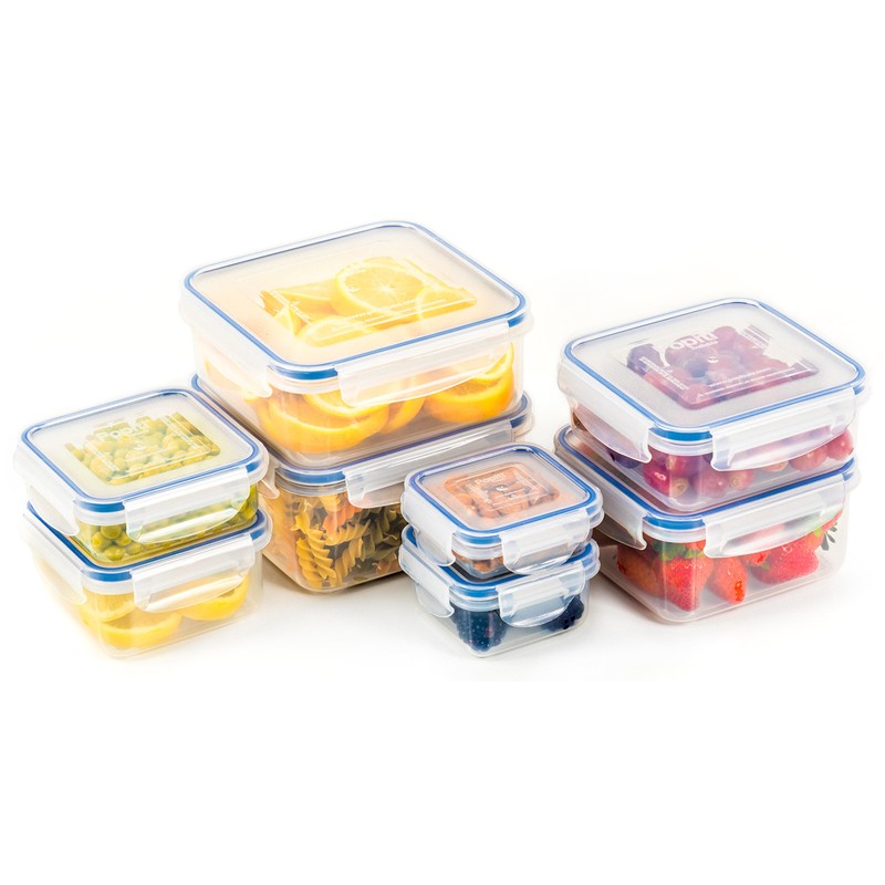 Popit! 8 Clear Food Storage Containers Set, Microwave and Freezer