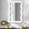 CULER Wavy Mirror for Bathroom,White Wood Irregular Mirror for Wall,Rectangle