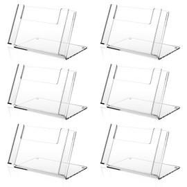 Threehoney 6 Pcs Postcard Acrylic Brochure Holder Organizer 4 x 6 Inch Flyer Display Stand Clear Greeting Card Display Magazine Holder for Card Organizer Desk Table Home Office Menu