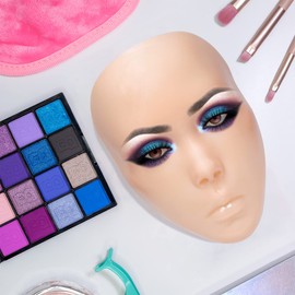 ZTBBRA Makeup Practice Face Board, Reusable Silicone Makeup Practice Face/Makeup Mannequin Face, Come with Makeup Brushes Set&Dual head Eyebrow Pencils&Eyeliners&a Pair of Eyelashes&a Makeup Bag