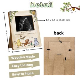 Unbala Winnie Ultrasound Picture Frame Baby Shower Decorations Wooden Pregnancy Keepsake Milestone Table Sign Gifts For Gender Reveal Nursery Room Decor