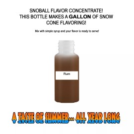 SUMMER SNOW ENTERTAINMENT RUM SYRUP MIX Snow CONE/SHAVED ICE Flavor GALLON CONCENTRATE #1