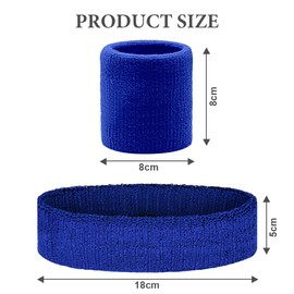 Flintronic Pack of 3 Sweatbands Wrist, Absorbent Wrist Sweatbands for Men and Women, Fitness Arm Sweatband Set with Sweatband, Headband for Handball, Football, Tennis, Blue
