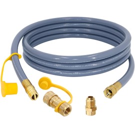 12 Feet 1/2 Inch ID Natural Gas Hose with Quick Disconnect for weber, charbroi, Grill, Pizza Oven, Patio Heater and More NG Appliance, Propane to Natural Gas Conversion Kit - CSA Certified