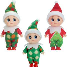 Pack of 3 Mini Dolls Elf Christmas Baby Tiny Christmas Elf for Girls and Boys, Doll Baby Elf on Shelf Christmas Novelty Toy Dolls Elves Baby Toy for Christmas New Year Gift