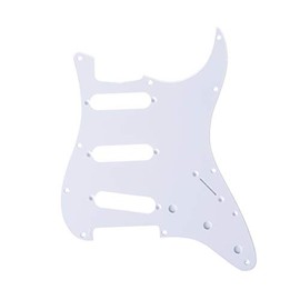 Musiclily Pro 11-Hole 60s 64 Vintage Style Strat SSS Pickguard for American Stratocaster Guitar, 1Ply White