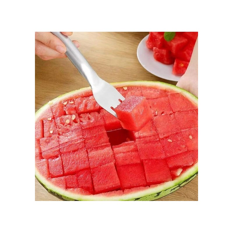 Unbranded Watermelon Slicer Cutter 2-in-1 Fork Stainless Steel Fruit Cutting
