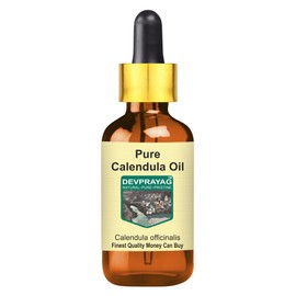 Devprayag Pure Calendula Oil (Calendula officinalis) with Glass Dropper Natural Therapeutic Grade 100ml (3.38 oz)