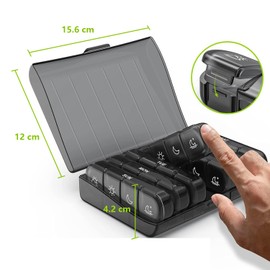 ZHEN DEKO Pill Box 7 Days Morning Lunch Evening Pill Box 7 Days 4 Compartments Portable Pill Box Small Pill Box Large Compartments Pill Organiser Box for Travel and Daily Use etc