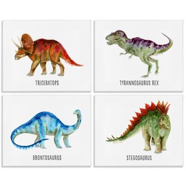 Stupell Industries Educational Dinosaur Types 4pc Canvas Wall Art Set Design by Brett Blumenthal, 14 x 11
