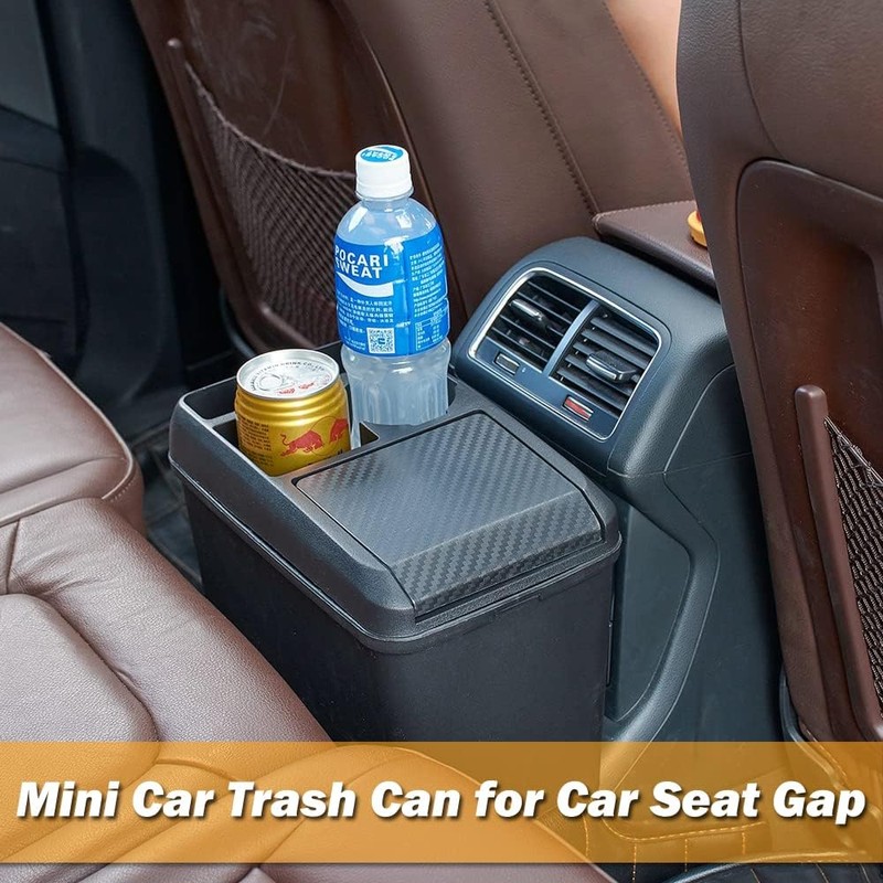 JSCARLIFE Cost-Effective Interior Trash Can for Vehicle Multi-Functional Storage Box