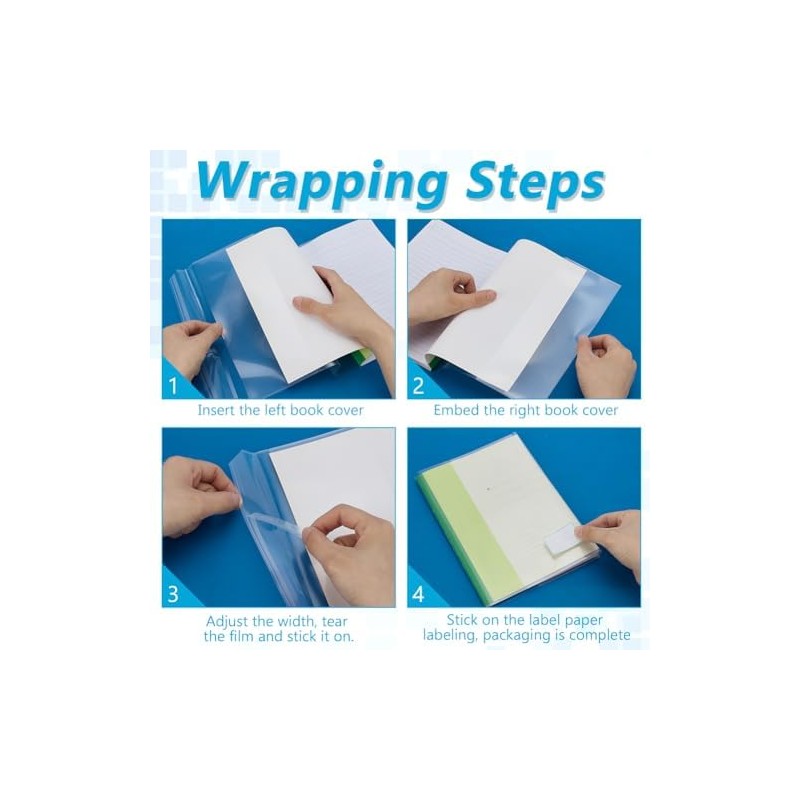 FINGERINSPIRE 40 piezas de cubiertas transparentes para libros, ajustadas para
