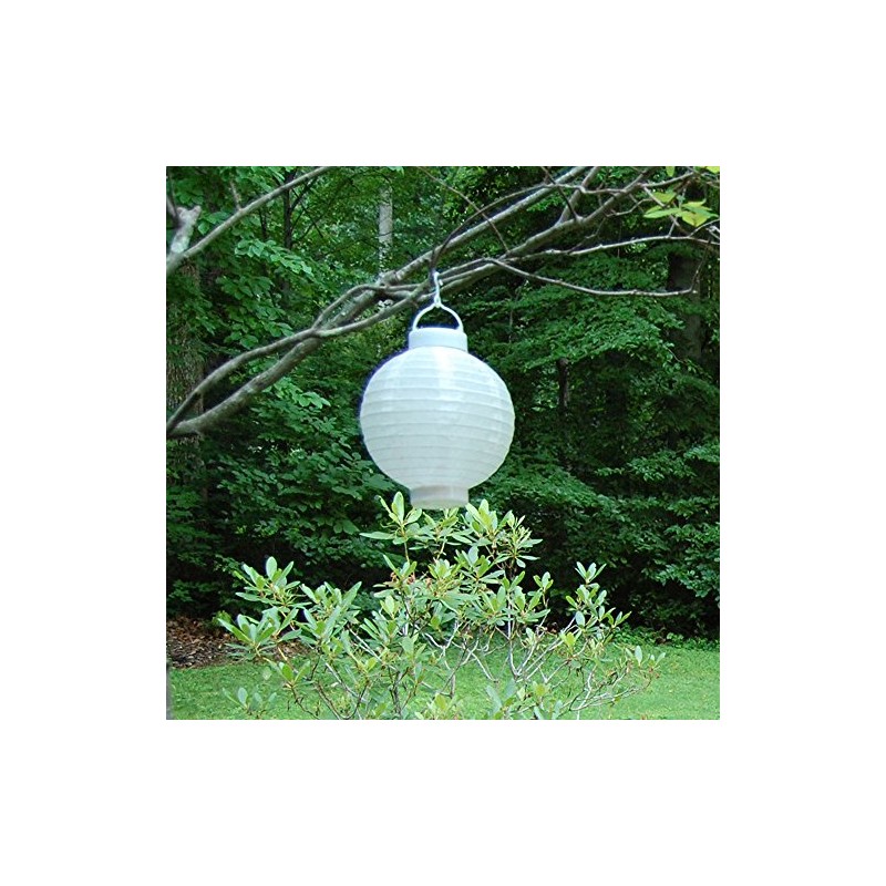 LumaBase Solar Powered Nylon Lanterns, White - Set of 3