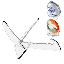 Boloyo "X Shape Acrylic Bowl Display Stand, 6.5 Inch 1PC Clear Acrylic Bowl Plate Platter Dish China Porcelain Display Holder Easel Base for Home Kitchen School Art Display