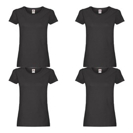 GIDUTEX Fruit of The Loom Women's T-Shirt, Pack of 2, 3, 4, S-2XL, black