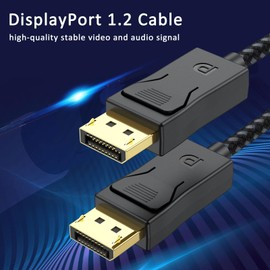 DisplayPort Cable 6ft 2 Pack, DP 1.2 Display Port Cable 6 Feet [4K@60Hz, 2K@100Hz, 1080P@240Hz] Cord for Monitor Laptop Compatible with Sceptre Dell Acer AOC LG and More
