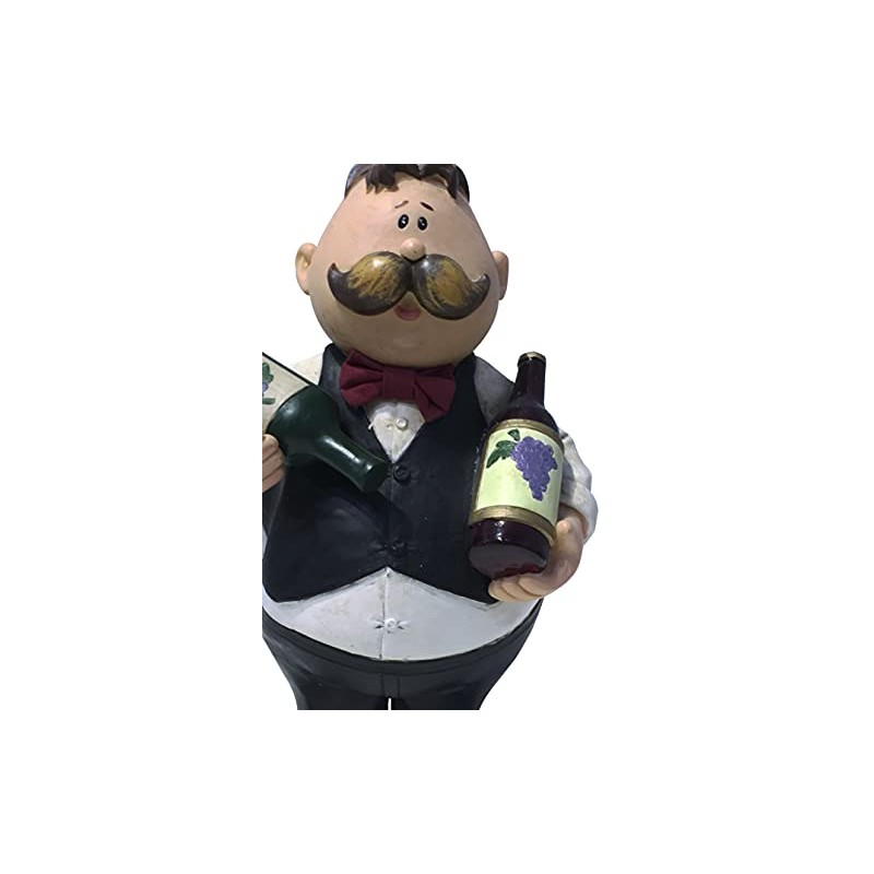Chubby Waiter Holding Wine Corkscrew Bottle Opener and Stand