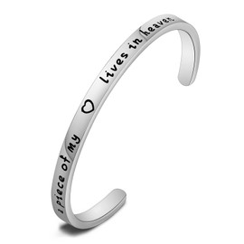 KUIYAI A piece of My Heart Lives In Heaven Stainless Steel Cuff Bangle Bracelet (A piece of my heart lives In heaven)