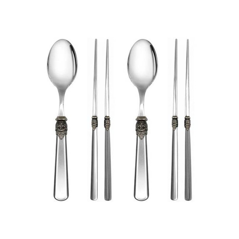 (EME) EME Napoleon Korean Spoon + Chopstick 2-Person Set (Gray)
